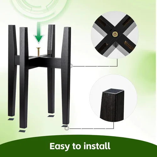 Vista 2 de Soporte ajustable de bambú para plantas de interior, estante moderno para flores con compatibilidad de maceta de 8 a 12 pulgadas, diseño de esquina