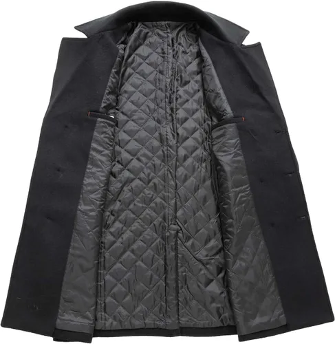 Vista 3 de Abrigo de invierno para hombre, mezcla de lana, gabardina, abrigo casual de doble botonadura