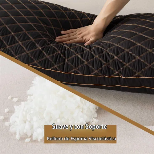 Vista 4 de WhatsBedding Almohada corporal de espuma viscoelástica con funda, almohada Almohada negra+funda de almohada gris