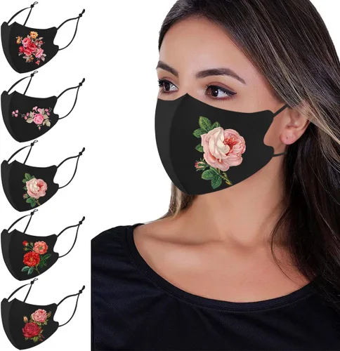 Vista 10 de Máscaras Faciales Lavables, Máscara Facial de Tela Reutilizable, Máscaras de Tela de Seda de Hielo y Algodón, Máscara Facial con Patrón de Impresión