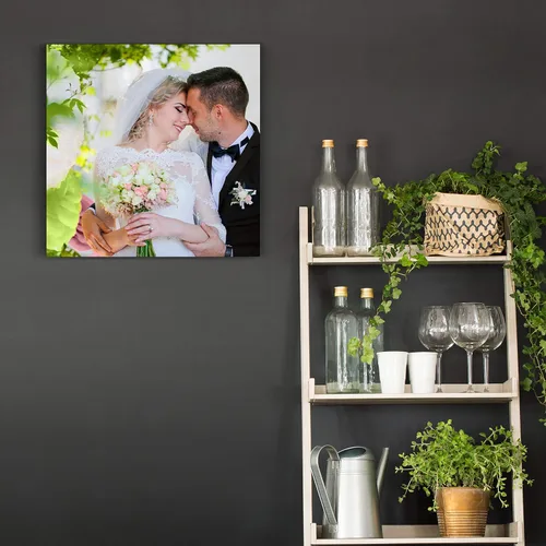 Vista 6 de Lienzo personalizado de compromiso, boda, novia, novio o aniversario de foto a lienzo - Lienzo fotográfico personalizado (10 x 10) cuadrado