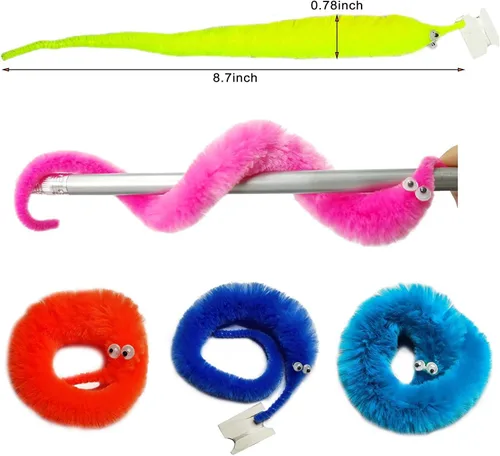 Vista 2 de 100 piezas de gusanos mágicos suministros para fiesta, 10 colores, gusanos ondulantes en cuerda, gusanos peludos para suministros de fiesta