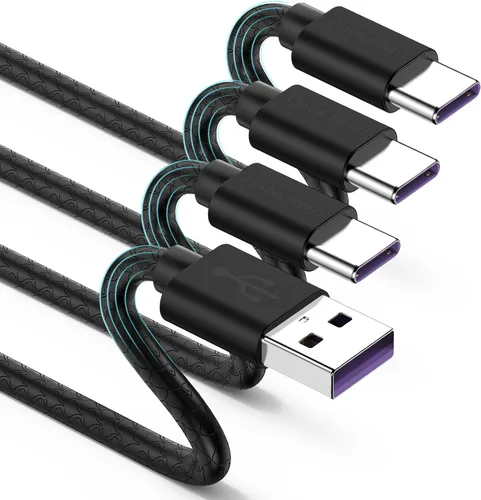 Vista 12 de [Paquete de 5 de 1 pie] Compatible con Samsung Galaxy S9 S10 S8 Plus Cable Cargador (Carga Rápida 3A), Cable Cargador TPE USB C Tipo C, USB A a Tipo