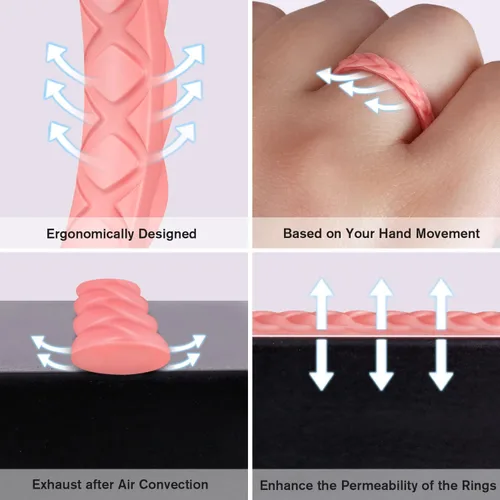 Vista 6 de Egnaro Silicone Ring Women, Stackable Braided Rings for Women, Breathable Inner Arc Rubber Rings Women, Unique Design Silicone Wedding Bands Women
