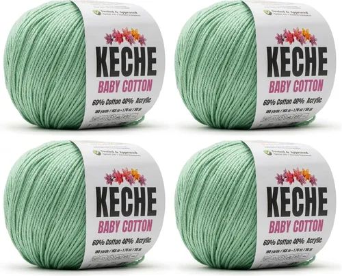 Vista 101 de Keche Hilo de Algodón, 60% Algodón 40% Hilo Acrílico, Hilo de Algodón Suave para Crochet y Tejer, Hilo Amigurumi 1 Madeja/Bola 1.76 Oz (50g) / 180