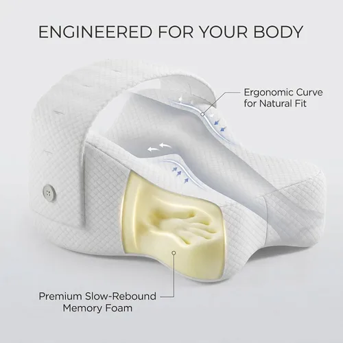 Vista 5 de Almohada de rodilla para personas que duermen de lado con correa ajustable, almohada de espuma viscoelástica para piernas para dormir de lado