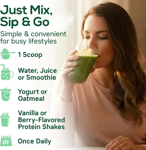 Vista 6 de Boost UltraGreens Super Greens Powder - Espirulina orgánica, pastos y antioxidantes Superalimento premium para energía diaria Desintoxicación