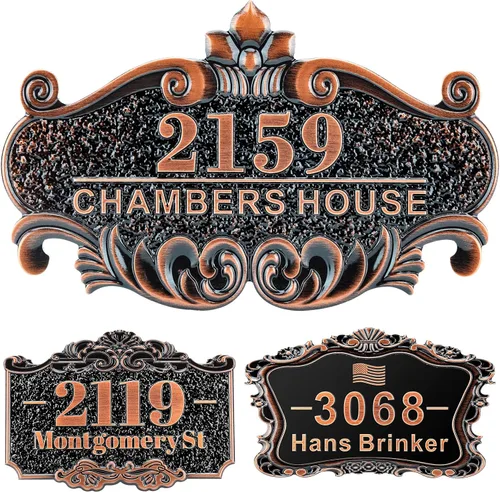 Vista 38 de Letrero de dirección fundido personalizado con número de casa, placa de dirección de casa de 12 pulgadas, letrero de número de Steet House