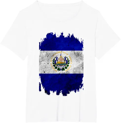 Vista 41 de Camiseta con bandera de El Salvador de El Salvador con diseño de bandera de El Salvador, Negro, S