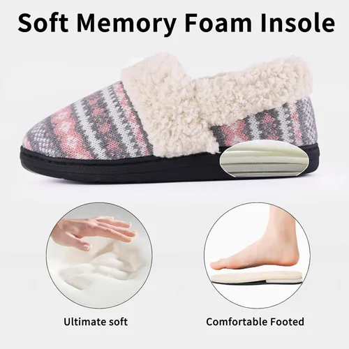 Vista 4 de Evshine Pantuflas mullidas de espuma viscoelástica con parte trasera cerrada para mujer, con forro polar, para interiores y exteriores