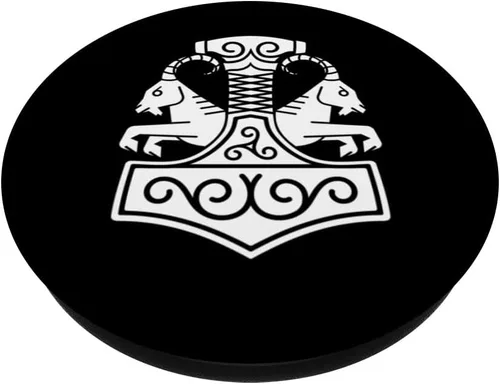 Vista 2 de Viking Norse Pagan Mjolnir Thors Hammer PopSockets Swappable PopGrip