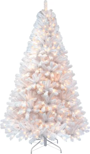 Vista 10 de Puleo International Árbol de Navidad artificial de abeto norte preiluminado de 6.5 pies con 400 luces, color blanco