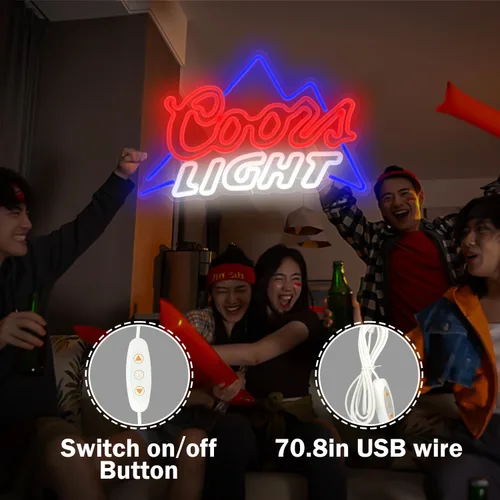 Vista 4 de Letreros de Neón de Cerveza para Pared Regulables Letrero Luminoso de Neón Letreros de Luces LED de Cerveza para Cueva del Hombre Pub Fiesta Letrero