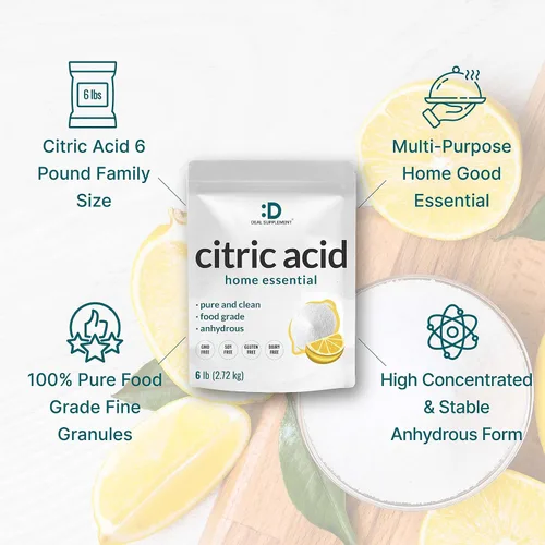 Vista 4 de Ácido cítrico 6 libras Polvo granular fino, grado alimenticio, suministro a granel, potente forma anhidra, versátil potenciador del sabor
