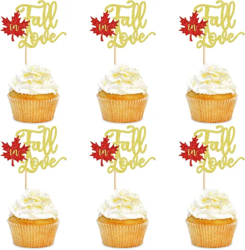 Vista 6 de 24 adornos para cupcakes de calabaza con purpurina, decoraciones de baby shower, tema de cosecha de otoño, suministros para fiestas de cumpleaños