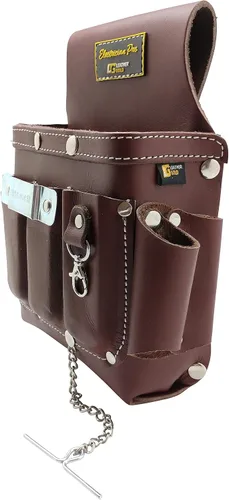 Vista 4 de Bolsa de herramientas de cuero para electricista, marrón Cinturón de herramientas profesional 3400