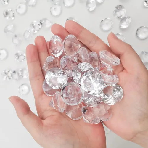 Vista 5 de 100 piezas de diamantes de acrílico transparente de 1 pulgada para decoración de mesa de boda, confeti de gemas para relleno de jarrones, decoración