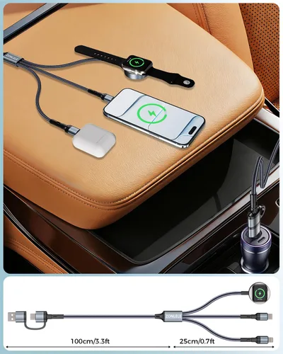 Vista 4 de Esenciales de viaje para cargador de Apple Watch, cable de carga múltiple para iPhone 17, cable USB C para iWatch, Car Cruise RV Camping Essentials