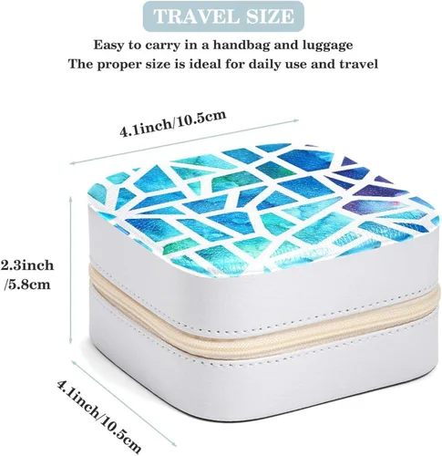 Vista 3 de Mini Travel Portable Jewelry Case for Ring, Pendant, Earring, Necklace Organizer Box, Birthday Gifts Triangle Mosaico