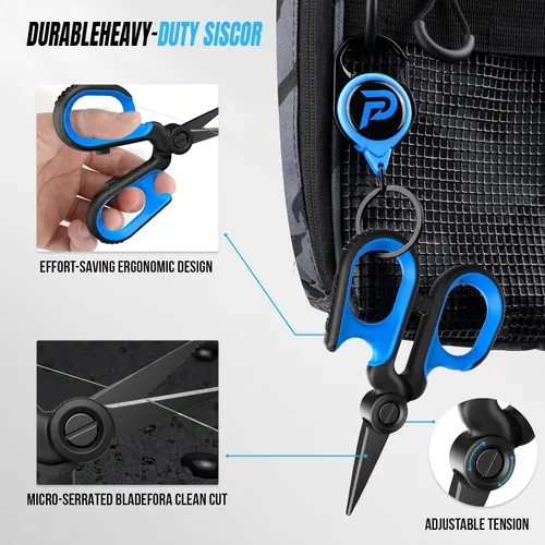 Vista 4 de PLUSINNO Equipo de pesca, herramientas de pesca, accesorios de pesca, kit de alicates de pesca resistentes a la corrosión, cuchillo de pesca, pinza