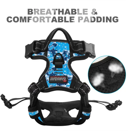 Vista 223 de BARKBAY - Arnés para perro sin tirones con clip frontal, material resistente y reflectante, asa de fácil control para pasear perros grandes
