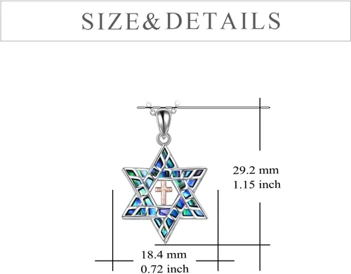 Vista 5 de YFN Collar de plata de ley con estrella de David, joyería cristiana judía con cadena de 18 pulgadas