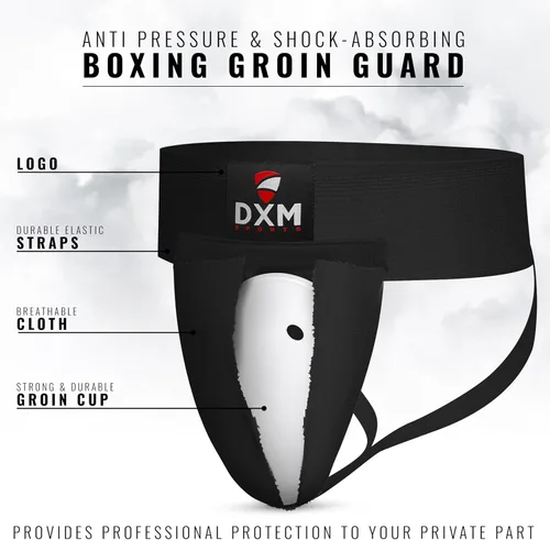 Vista 3 de DXM SPORTS Groin Protector Cup Men, Boxeo Kickboxing MMA Muay Thai Sparring Groin Guard, Ventilado Ajustable, Karate Fighting Training, Ropa