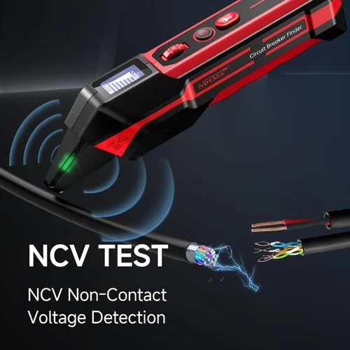 Vista 6 de NOYAFA Buscador de disyuntores con pantalla LCD y probador de salida GFCI Rojo
