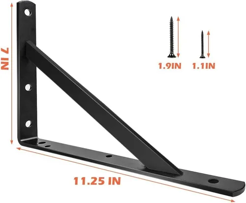 Vista 2 de Soportes de estante de 12 pulgadas, soporte flotante resistente para estantes abiertos, soportes de pared angulares de metal negro para estantes