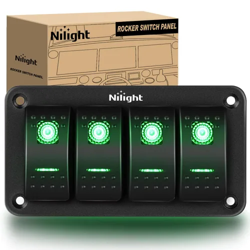 Vista 38 de Nilight Panel de Interruptores Basculantes de 2 Posiciones con Luz LED Naranja, 5 Pines On/Off, Interruptores Basculantes de Aluminio Precableados