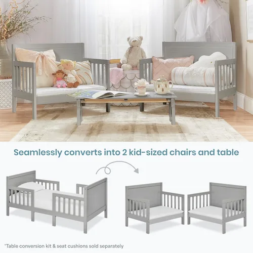 Vista 6 de Dream On Me Hudson - Cama convertible 3 en 1 para niños pequeños en gris frío, certificado Greenguard Gold, certificado JPMA, acabados no tóxicos