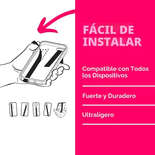 Vista 3 de Phone Loops: Agarre de teléfono no elástico, correa de teléfono, soporte de teléfono para mano, pequeño, ligero y discreto soporte para teléfono