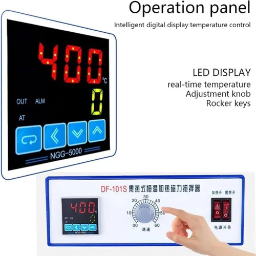 Vista 3 de Magnetic Stirrer 0-3000RPM LED Digital Hotplate Magnetic Stirrer Temperature Display Heating Magnetic Hot Plate Mixer