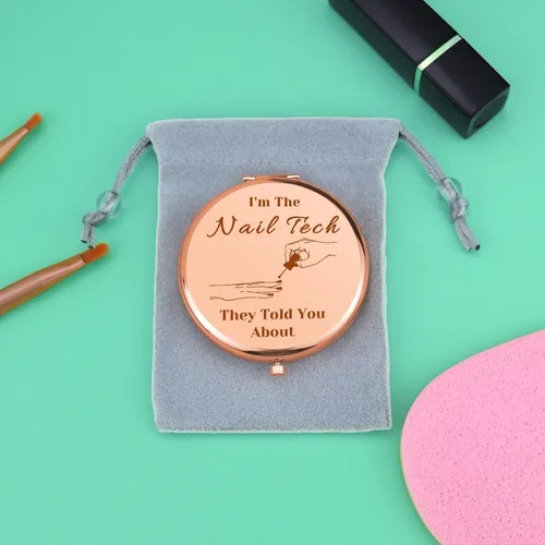 Vista 7 de Regalos de manicurista de uñas, regalos tecnológicos para mujeres, espejo de maquillaje compacto, regalo para artistas, regalo de esteticista