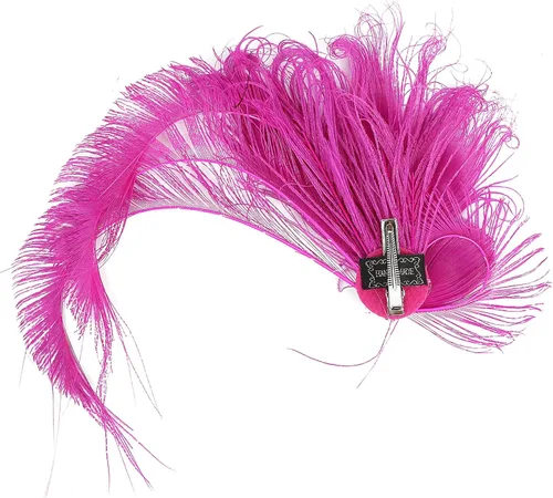 Vista 5 de Z&X Diadema de plumas de pavo real con clip para el cabello, disfraz de los años 20