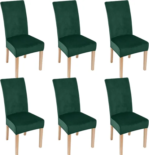 Vista 20 de smiry - Fundas para sillas de comedor de terciopelo elástico y suave, extraíbles, Terciopelo, Beige