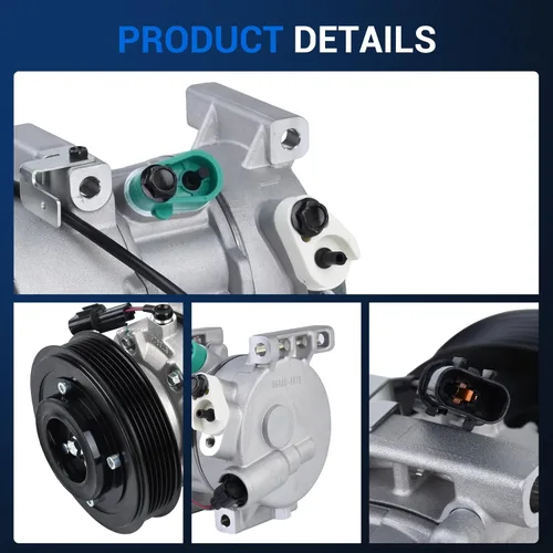 Vista 6 de Autoround Compresor de aire acondicionado de CA con embrague para Hyundai Accent L4 1.6L 2012-2017, Kia Rio L4 2012-2017 1.6L, repuesto # CO-20765C