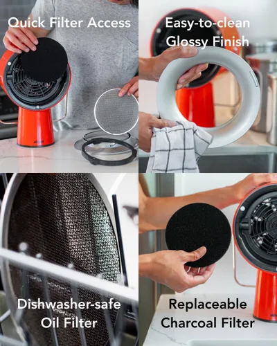 Vista 4 de Airhood Ventilador de Cocina Portátil Inalámbrico Campana Extractora con 5 Filtros de Aire de Carbón Activado y Filtro de Aceite de Acero