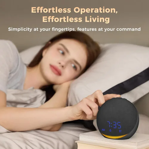 Vista 8 de Máquina de Sonido Reloj Despertador para Dormitorio: 25 Sonidos Naturales de Sueño - Máquina de Ruido Blanco para Adultos, Niños y Bebés - Suave