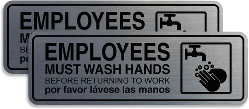 Vista 13 de Standard Employees Must Wash Hands - Letrero para puerta/pared, color negro, pequeño