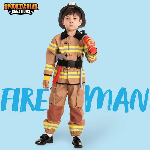 Vista 2 de Disfraz unisex de bombero para Halloween para niño