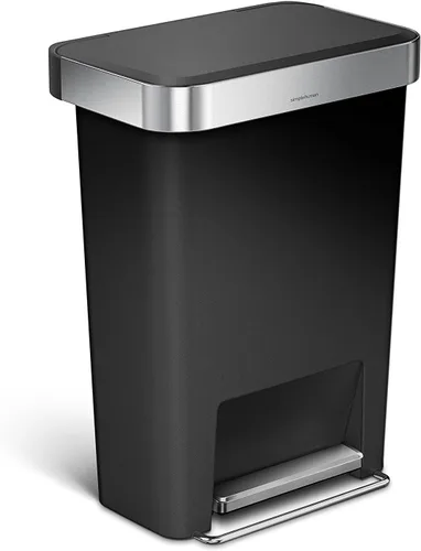 Vista 12 de Simplehuman Bote de basura con pedal híbrido, de 45 litros / 12 galones, rectangular para cocina, con base ancha y estable con pedal de acero
