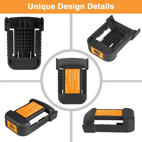 Vista 4 de Paquete de 2 adaptadores de cargador USB compatibles con batería Dewalt de iones de litio de 20 V con salida USB e interfaz de carga rápida tipo C