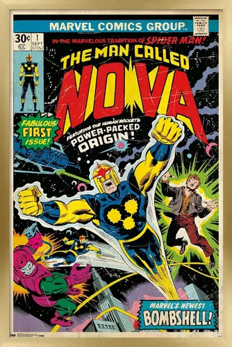 Vista 15 de Trends International Marvel Comics Nova - Póster de pared con portada #1, 14.725 x 22.375 pulgadas, versión enmarcada de madera de granero