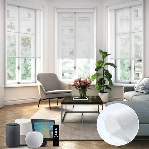 Vista 36 de SmartWings Persianas Motorizadas con Sombras para Ventana Control Remoto Funciona con Thread Apple Homekit Z-Wave Alexa 100% Blackout de Doble Cara