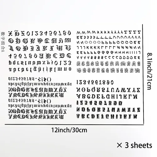 Vista 2 de 30 hojas de calcomanías temporales para tatuajes del alfabeto, tatuajes de dedos, letras negras en inglés, nombre de bricolaje, tatuajes de corona