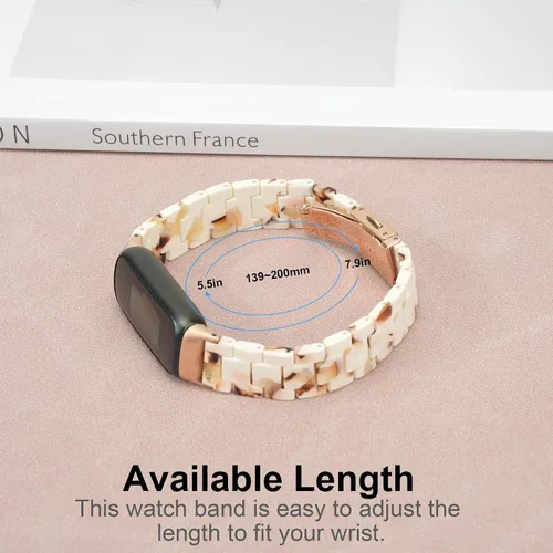 Vista 5 de Wongeto Compatible con correas Fitbit Luxe/Luxe SE para mujer, correa de resina con hebilla de acero inoxidable bandas de repuesto para Fitbit Luxe