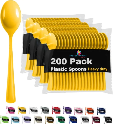 Vista 12 de Party Solids - Cucharas de plástico negro, 200 piezas, cucharas negras, utensilios desechables, juego de cubiertos de plástico resistente