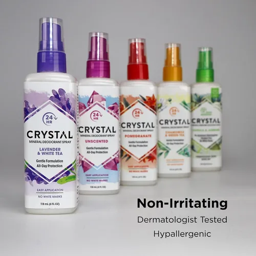 Vista 4 de CRYSTAL™ - Desodorante mineral en aerosol, desodorante corporal con protección contra olores las 24 horas, spray de lavanda y té blanco, no mancha