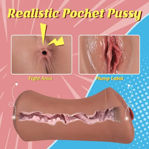 Vista 2 de Juguetes sexuales de bolsillo para hombres, 7.5 pulgadas de profundidad, muñecas sexuales realistas para hombres con vagina carnosa ultra suave